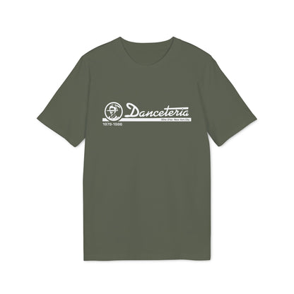 Green t-shirt with white Danceteria logo, 30w 21st New York City, and 1979-1986.
