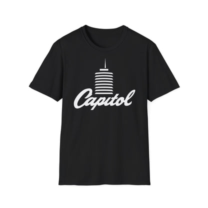 Black t-shirt with white Capitol building logo and text.