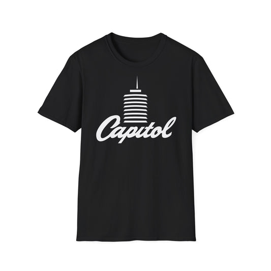 Black t-shirt with white Capitol building logo and text.