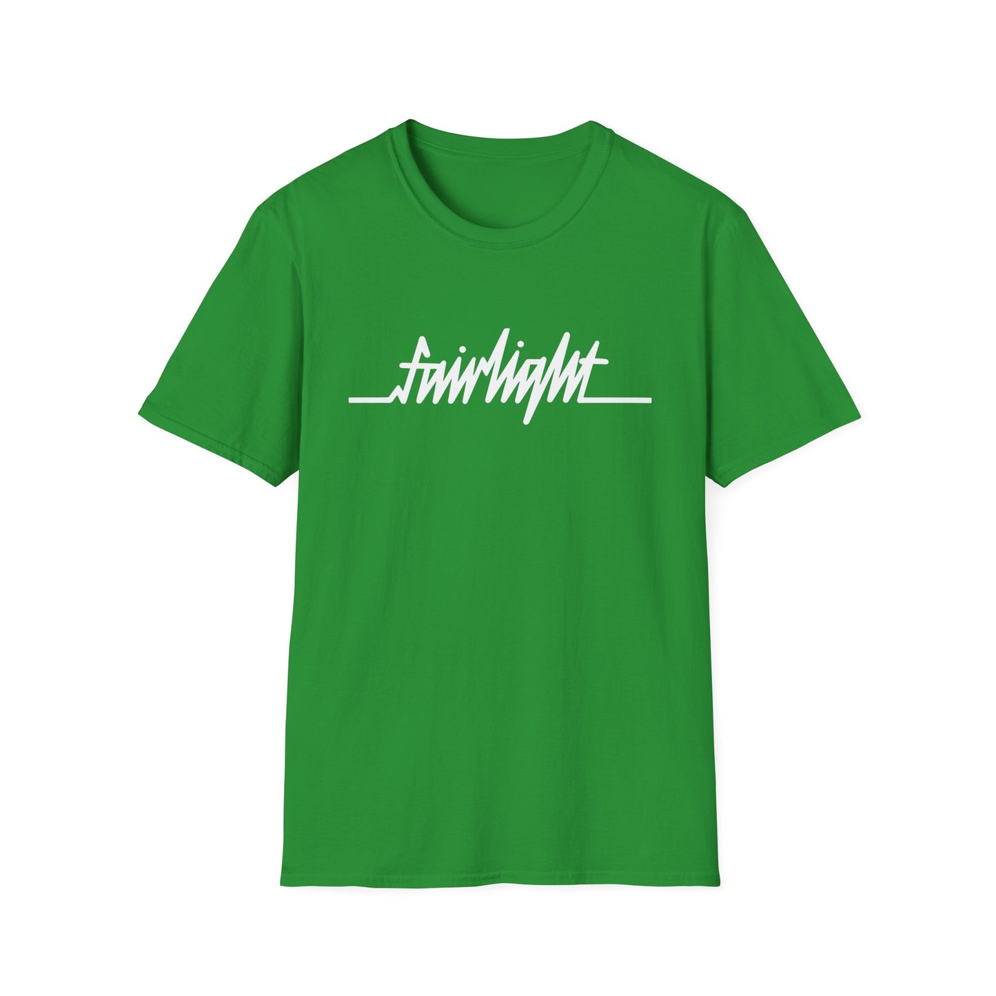 Green t-shirt with white "fairlight" text and a simple line graphic.