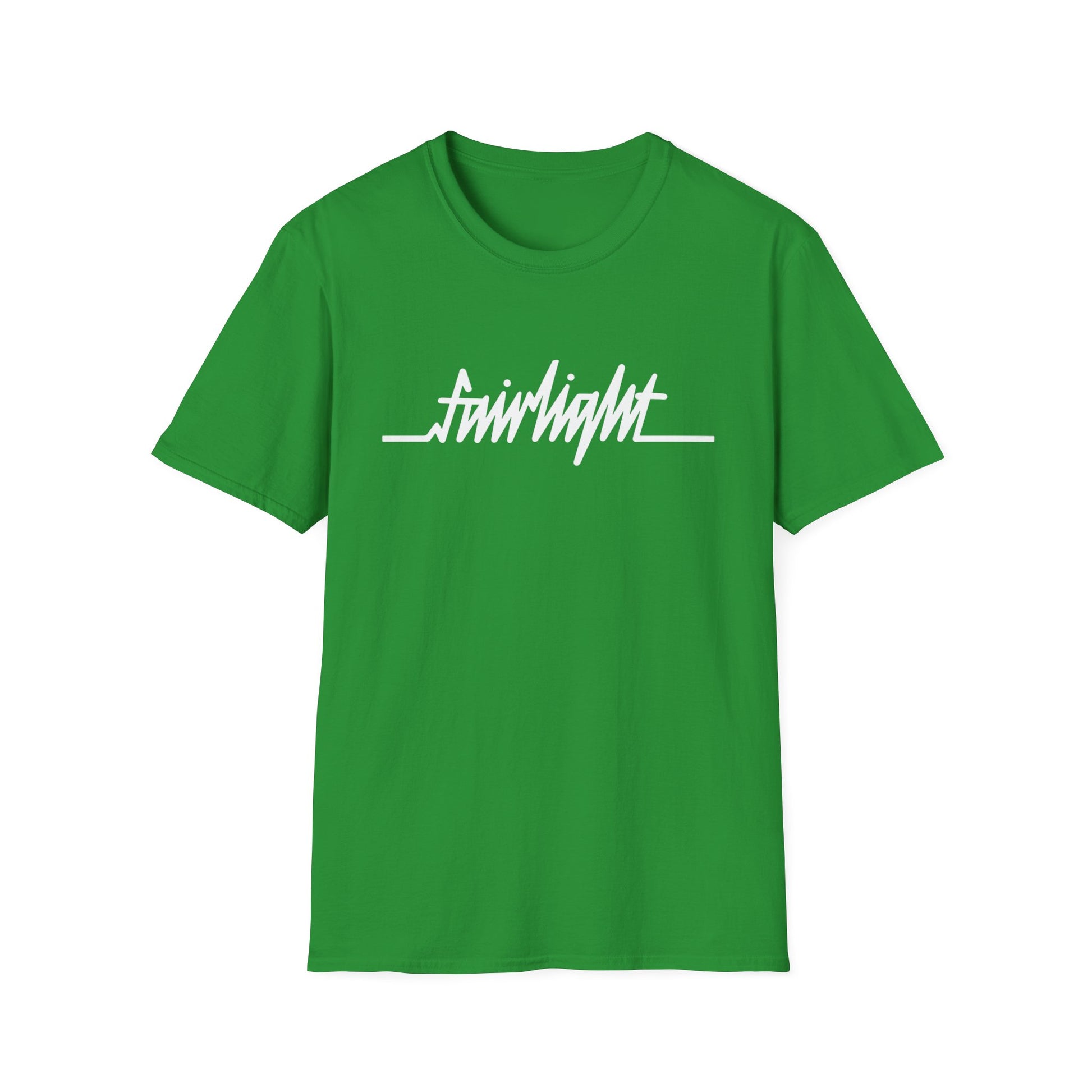 Green t-shirt with white "fairlight" text and a simple line graphic.