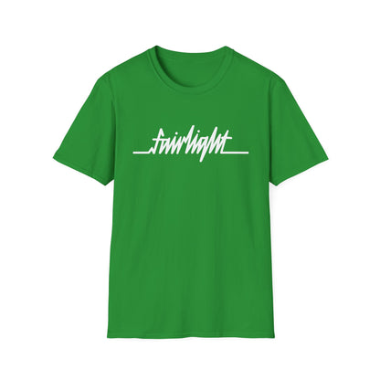 Green t-shirt with white "fairlight" text and a simple line graphic.