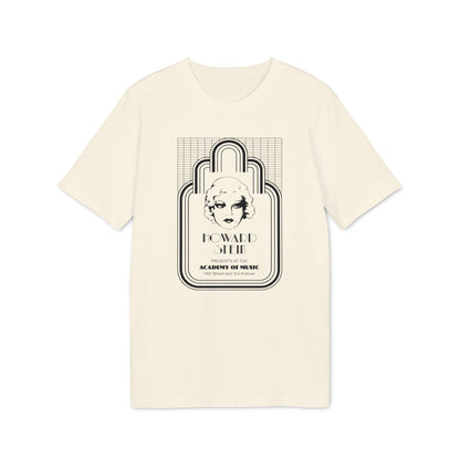 Light cream t-shirt with "Howard Stein Presents at the Academy of Music" graphic.