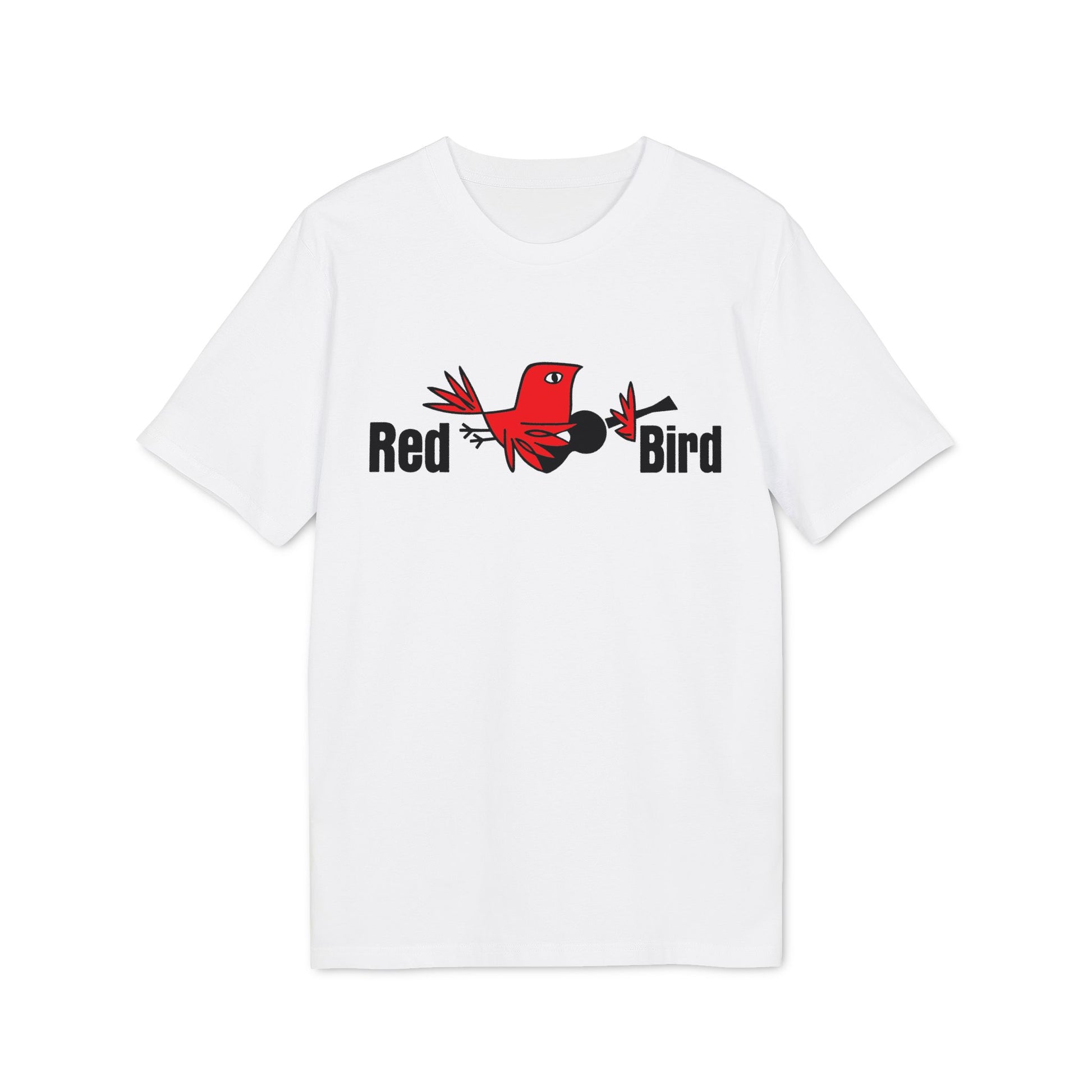 White t-shirt with Red Bird logo and text featuring a stylized red bird.