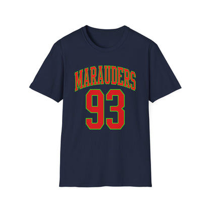 Navy t-shirt with red "Marauders" text and red "93" number.