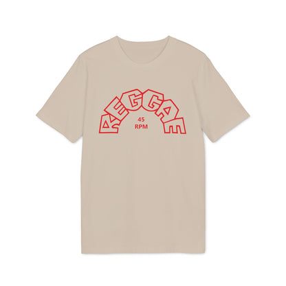 Light tan t-shirt with red "REGGAE" text and "45 RPM" graphic.
