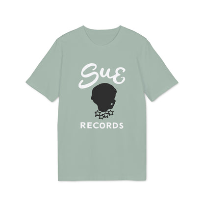 Light green t-shirt with "Sue Records" and a silhouette of a child.