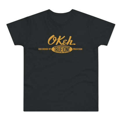 Black t-shirt with "OKeh" logo and "Recorded by True One Process" text.