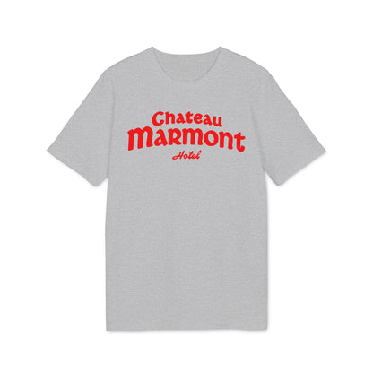 Grey t-shirt with red Chateau Marmont Hotel text