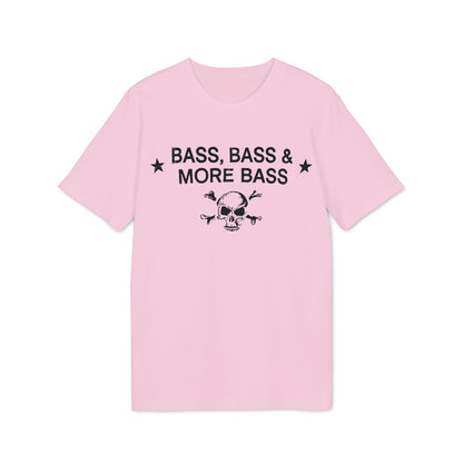 Pink t-shirt with "BASS, BASS & MORE BASS" and skull graphic.