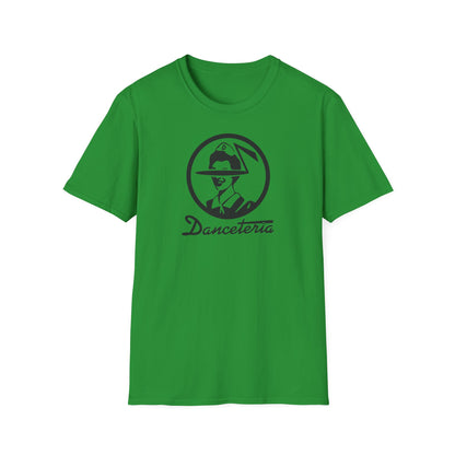 Green t-shirt with the "Danceteria" logo featuring a stylized person in a hat.