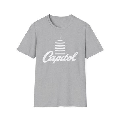 Grey t-shirt with white Capitol Records logo and text.