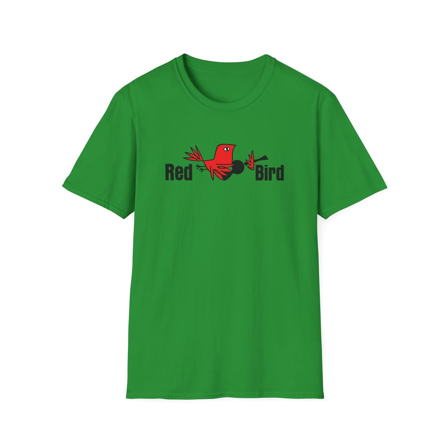 Green t-shirt with red bird graphic and "Red Bird" text.