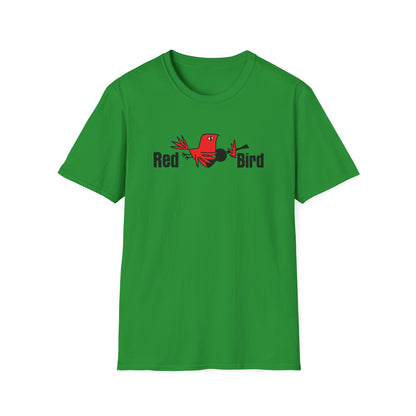 Green t-shirt with red bird graphic and "Red Bird" text.