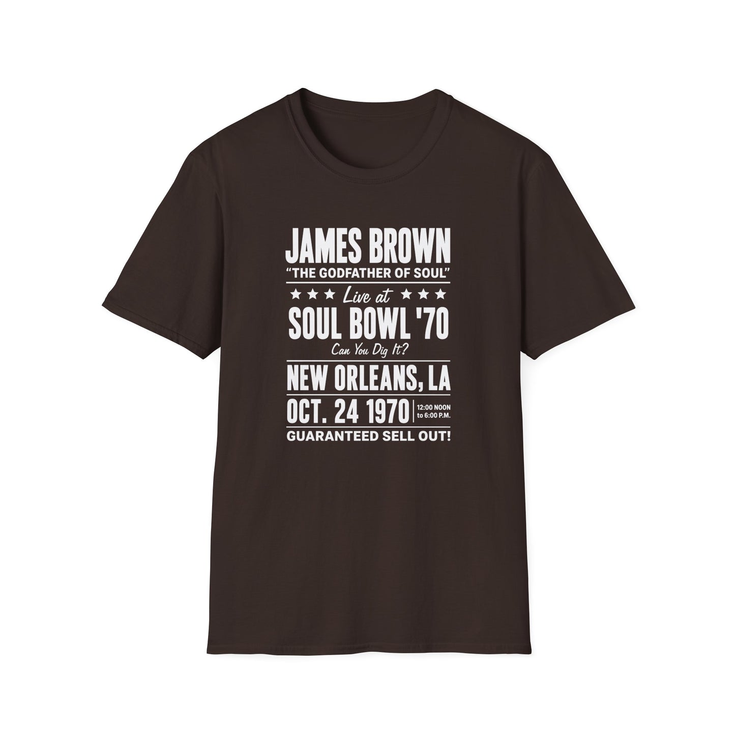 James Brown Soul Bowl '70 New Orleans Oct. 24 1970 T-shirt