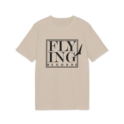 Beige t-shirt with black "FLYING RECORDS" text and bird graphic.