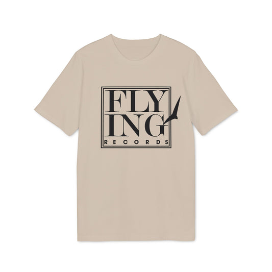 Beige t-shirt with black "FLYING RECORDS" text and bird graphic.