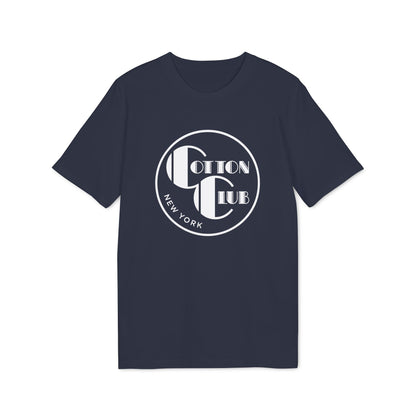 Navy t-shirt with white "Cotton Club New York" circular logo on the chest.