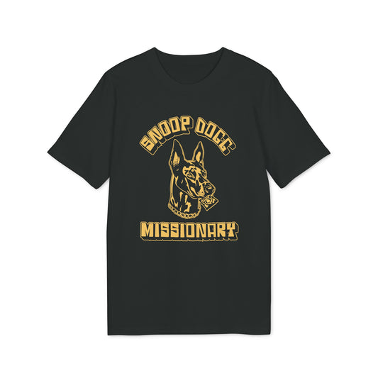 Black t-shirt with "Snoop Dogg Missionary" text and a dog graphic.