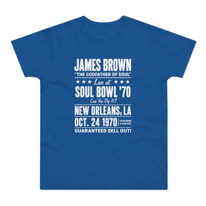 James Brown Soul Bowl '70 concert tee with date and location.
