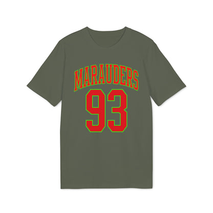 Green t-shirt with red and green text "MARAUDERS 93".