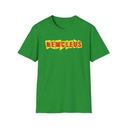 Green t-shirt with "NEWCLEUS" text in red and yellow stylized font.