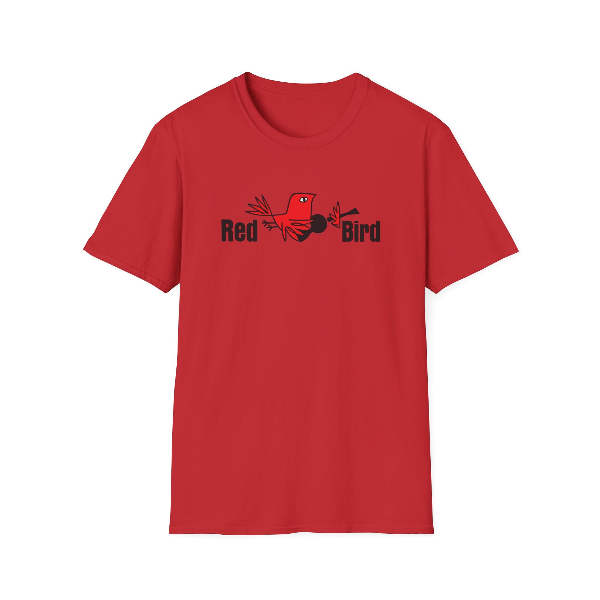 Red t-shirt with black "Red Bird" text and a bird graphic.
