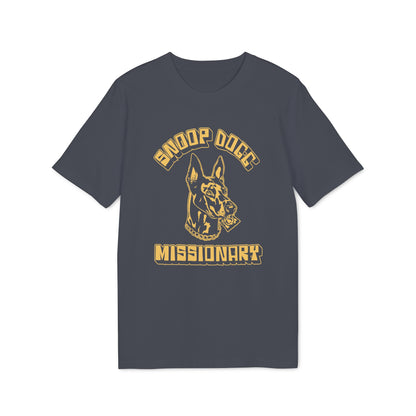 Dark grey t-shirt featuring a Doberman with a condom in its mouth and text.